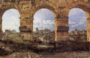 Christoffer Wilhelm Eckersberg View through three northwest arches of the Colossum in Rome,Storm gathering over the city oil painting artist